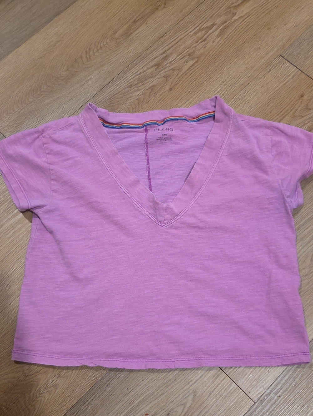 Pilcro Lavender V-Neck Crop Tee Oversized